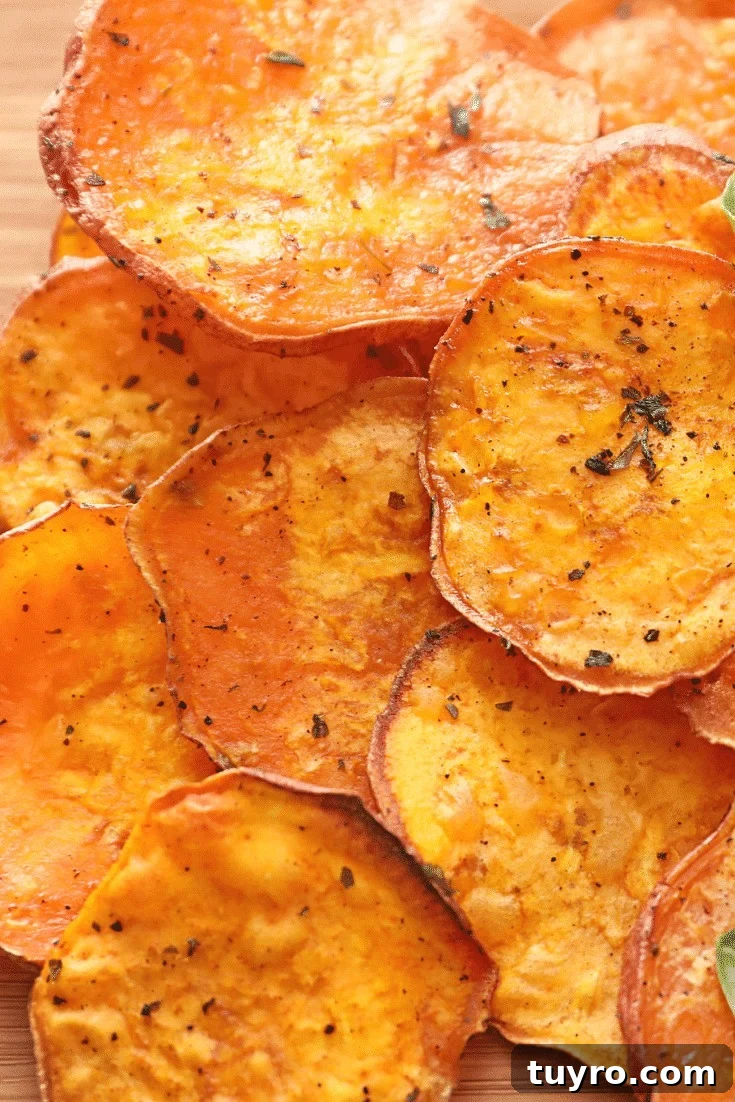 Homemade sweet potato chip rounds