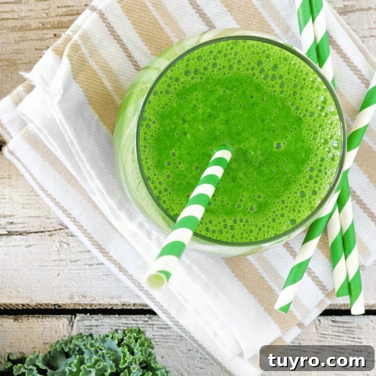 Green protein smoothie in a jar