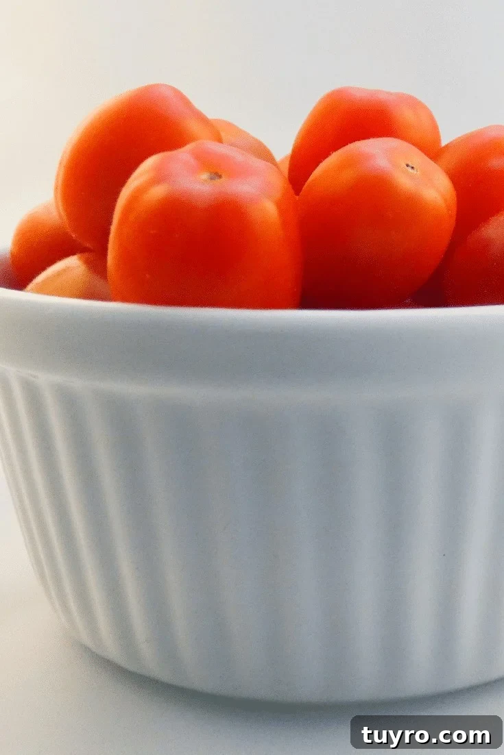 White bowl with cherry tomatoes