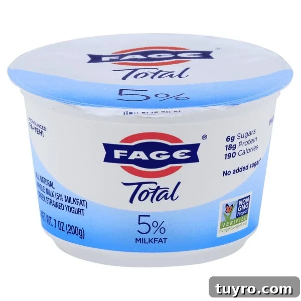 Single serve of Fage Greek yogurt