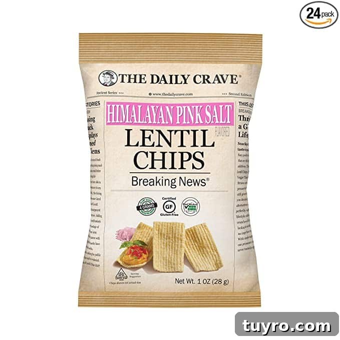 Bag of baked lentil chips