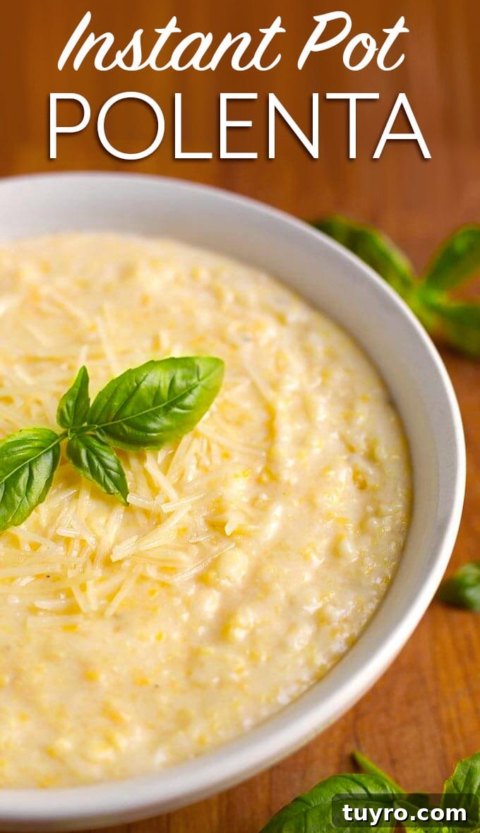 Creamy Instant Pot Polenta Recipe 9 Instant Pot Polenta is easy to cook in your electric pressure cooker. Creamy and delicious pressure cooker polenta in less time and less stirring than on the stove.