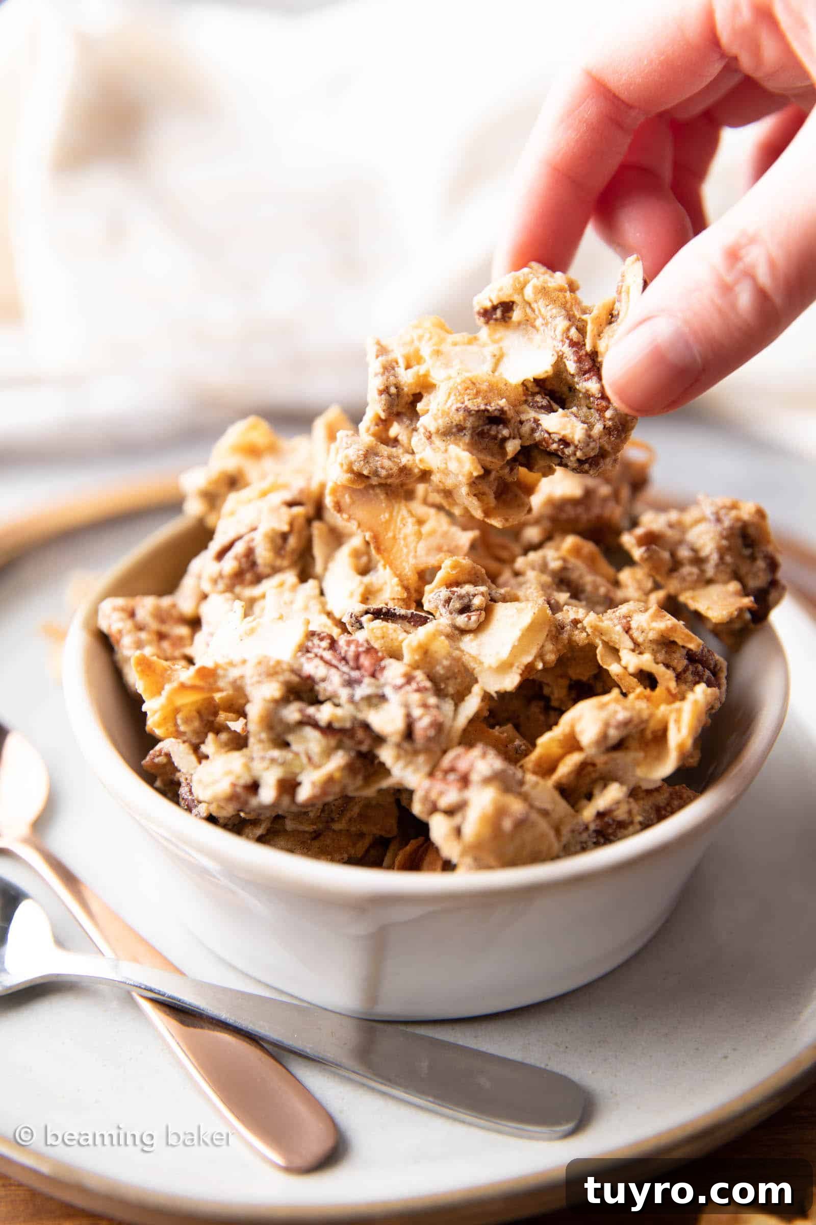 4-Ingredient Keto Granola: Low-Carb Homemade Recipe 4 Keto granola clusters close-up