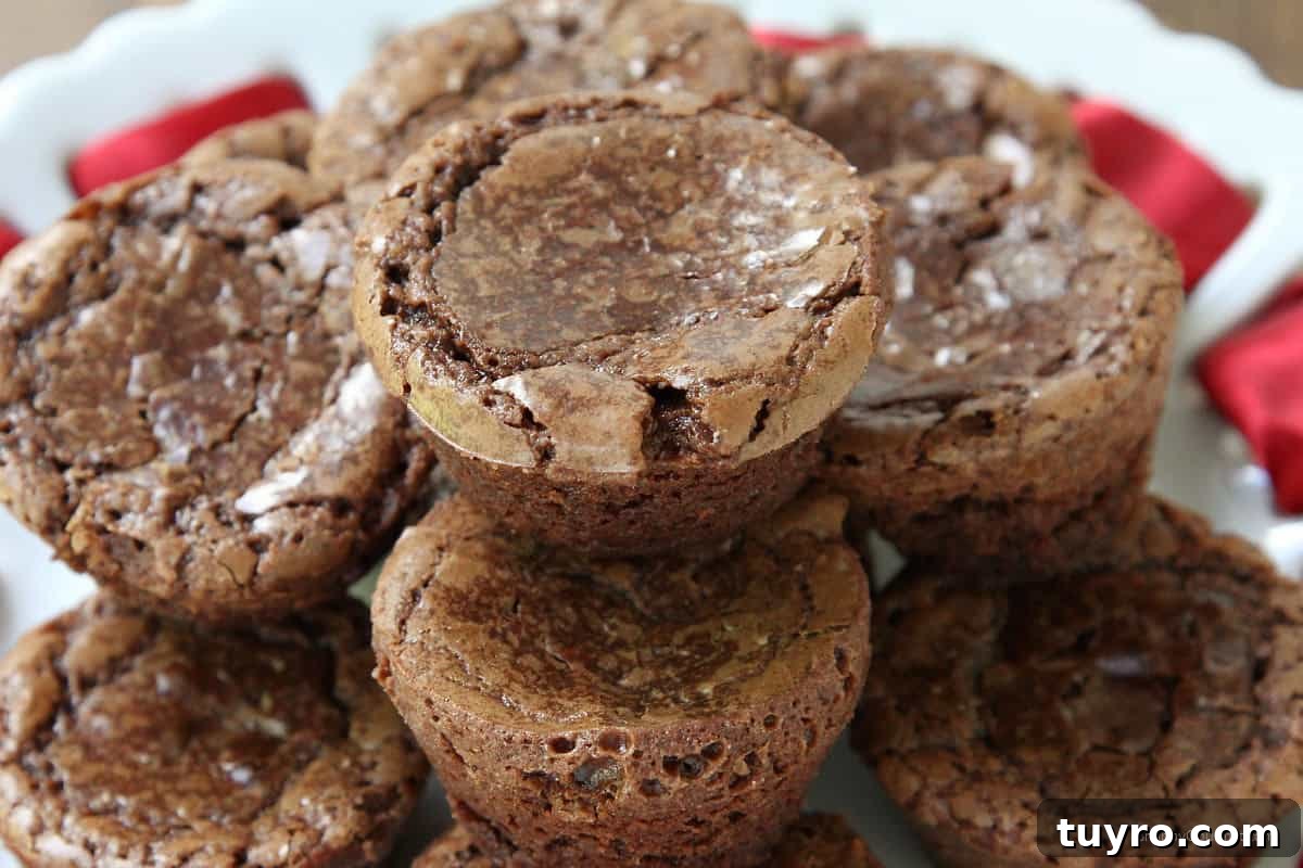 Brownie Bites brownie bites stacked on plate