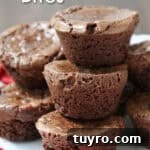Chewy Chocolate Brownie Bites Recipe for Parties and Snacks 2 stack of brownie bites