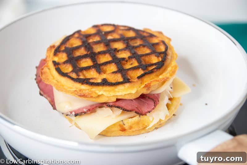 Low-Carb Reuben Chaffle Sandwich Recipe for Keto Fans 9 Low Carb Reuben Chaffle Sandwich