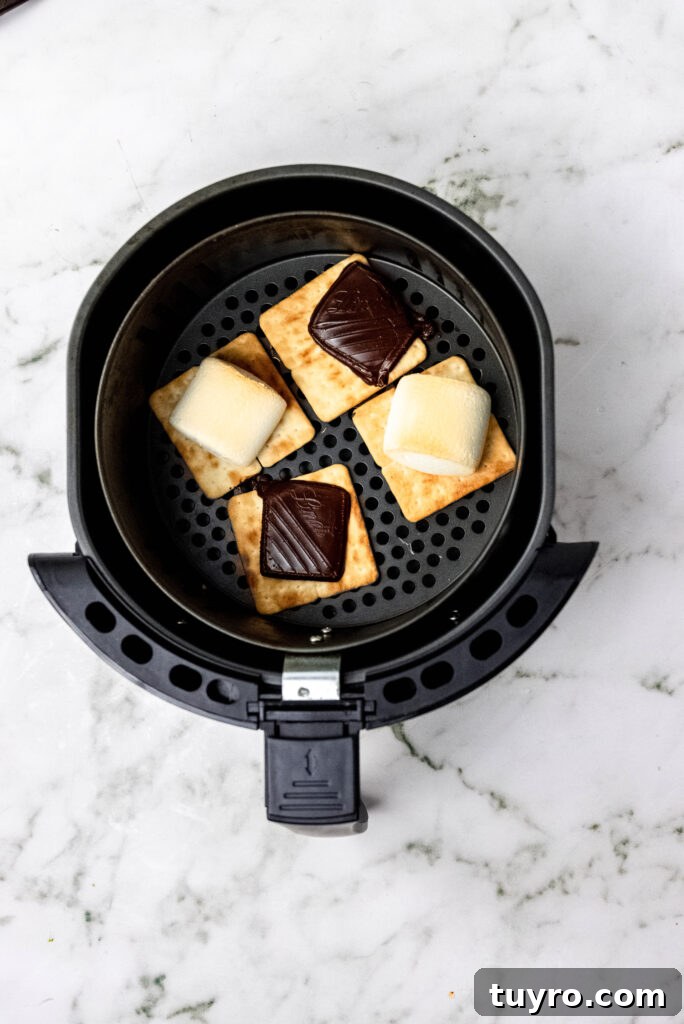 Air Fryer Smores Recipe 7 Toasted marshmallows in the air fryer.