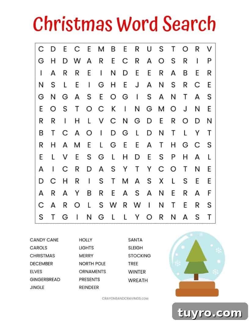 Printable Christmas Word Search Puzzle for Kids 3 Free Christmas Word Search printable worksheet with 20 Christmas themed vocabulary words. Perfect for the classroom or as a fun Christmas activity at home. #freeprintable #worksheet