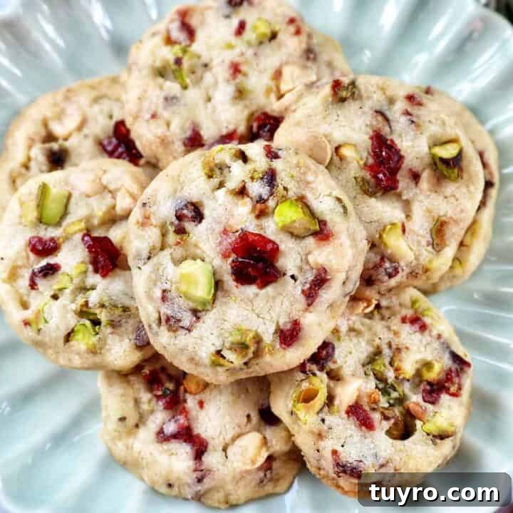 pistachio cranberry shortbread cookies