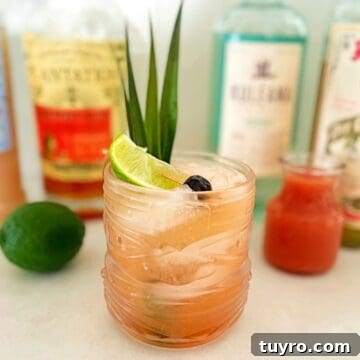 Guava Mai Tai Recipe: Tropical Rum Cocktail with Fresh Guava 7 Guava mai tai and ingredients.
