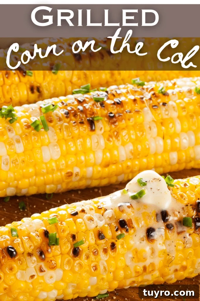 Grilled Corn on the Cob: How to Grill Perfect Corn Every Time 4 grilled corn on the cobb with text