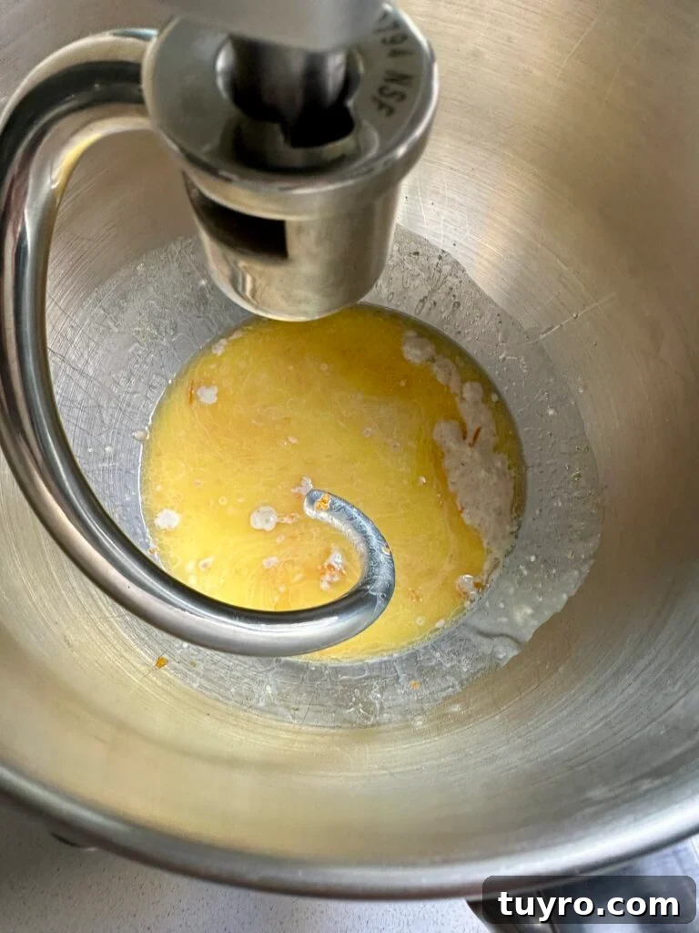 Leopard Milk Bread Recipe: Marbled Hokkaido-Style Loaf 4 Melted butter and milk in the bowl of a stand mixer.