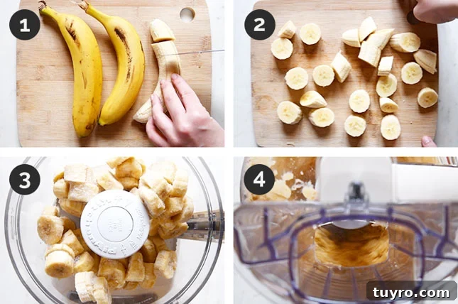 Creamy Banana Ice Cream Recipe 3 Step-by-step photos of how to make vegan ice cream
