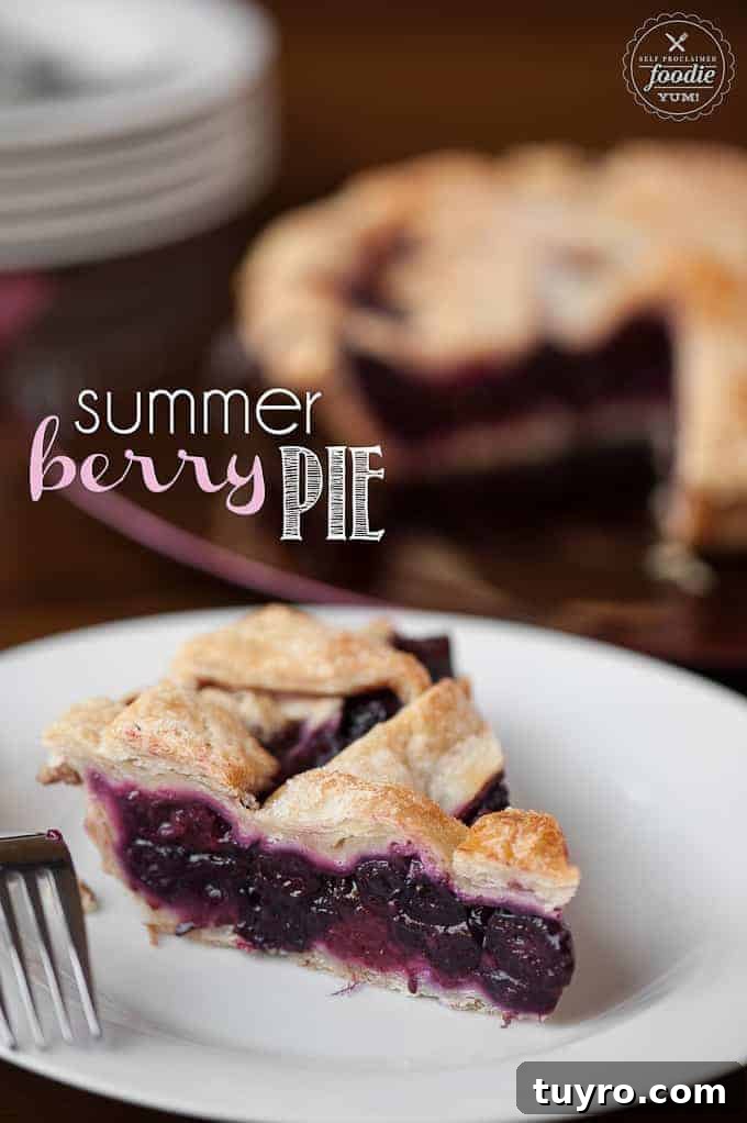 Fresh Summer Berry Pie Recipe 2 a slice of summer berry pie on a plate