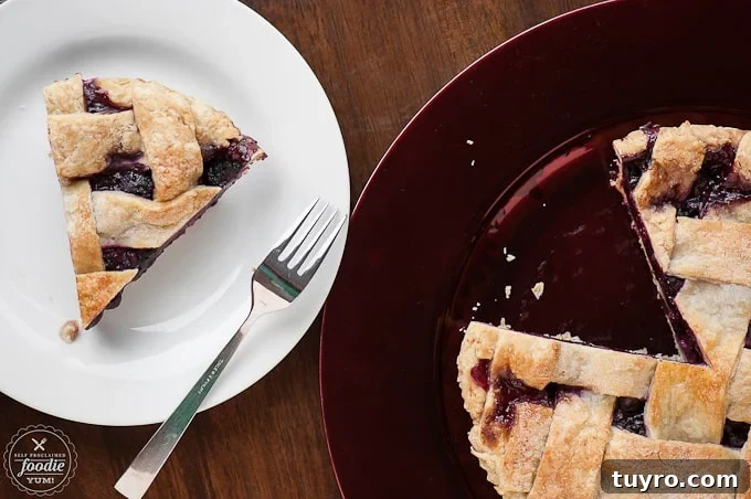 Fresh Summer Berry Pie Recipe 8 A slice of berry pie on a plate