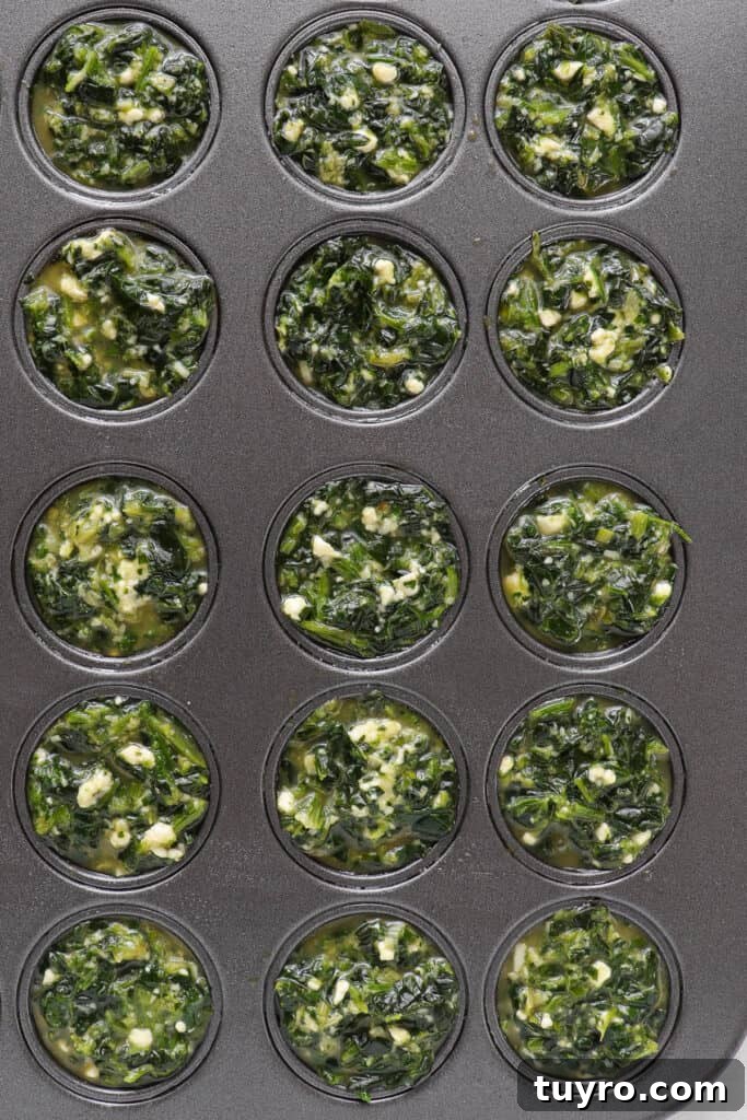 Raw mixture in muffin tin before baking.