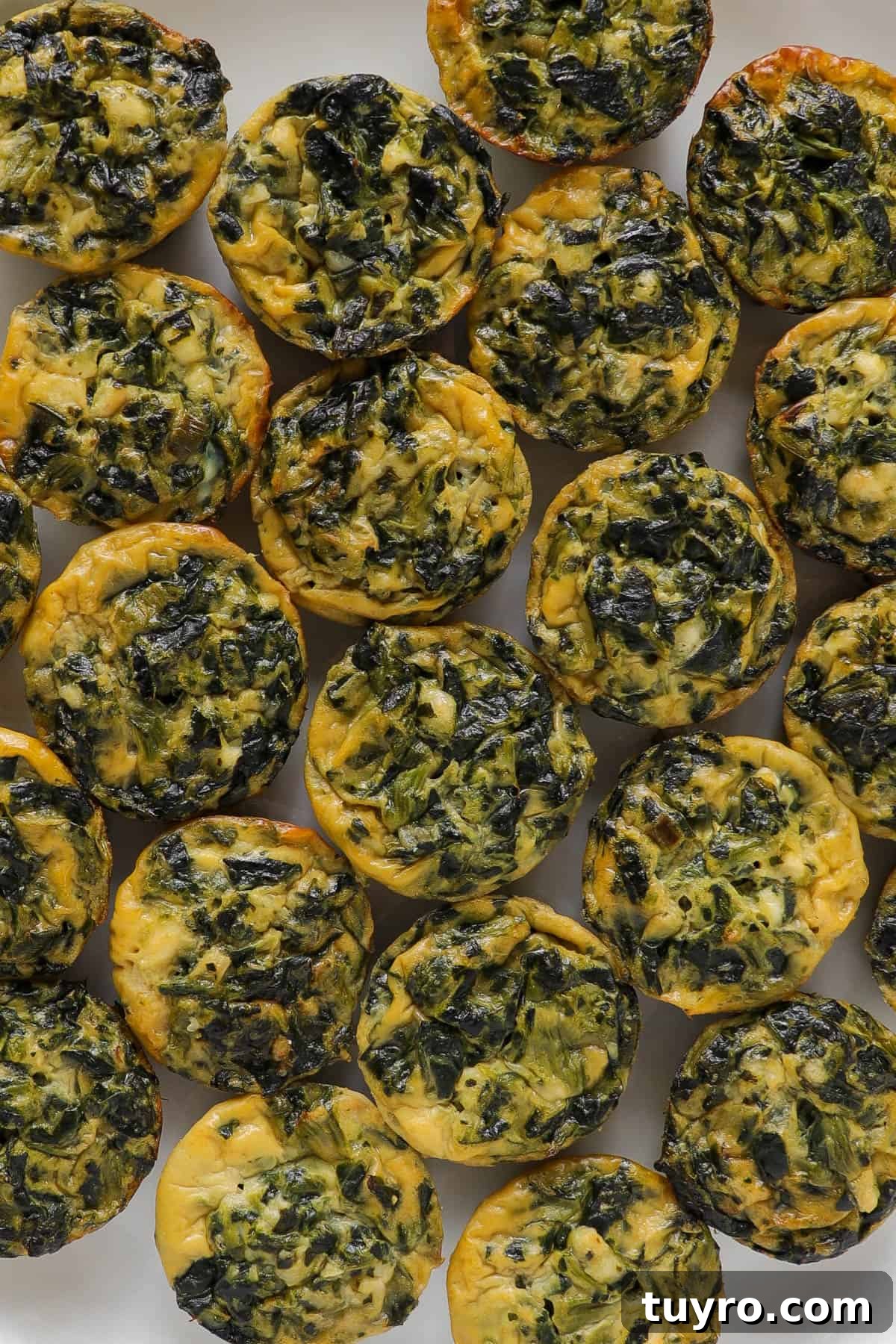Close up shot of the quiches.