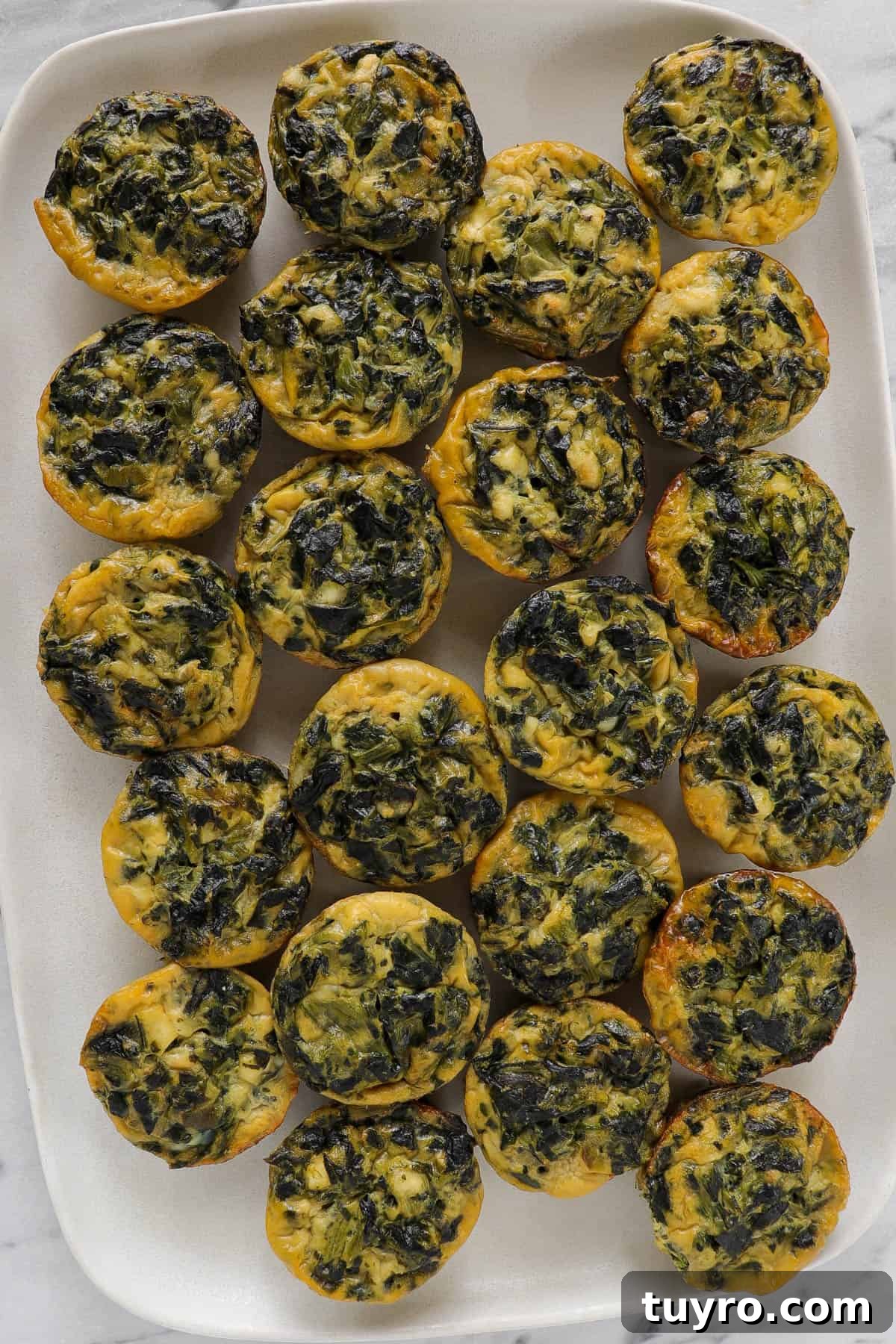 Quiches on a platter.