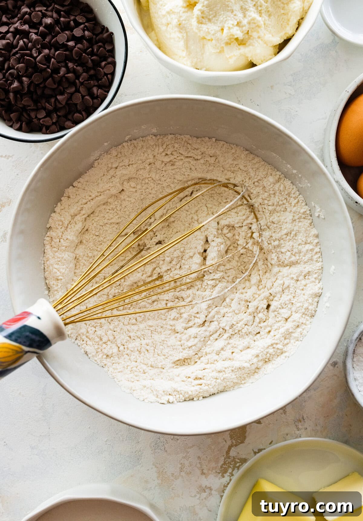 Classic Italian Chocolate Chip Ricotta Cake Recipe 5 How to make chocolate chip ricotta cake- whisk the dry ingredients together.