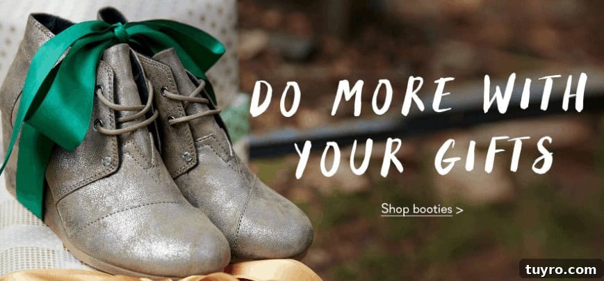 Image shows a pair of grey booties with a green bow on them. Text reads "Do More With Your Gifts"