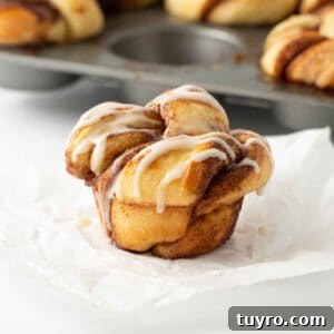 cinnamon roll knots in muffin tin