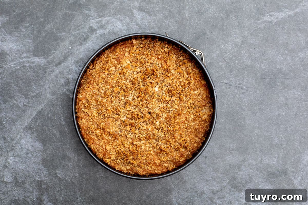 Moist Apple Almond Cake Recipe with Cinnamon 9 baked apple almond cake in springform pan