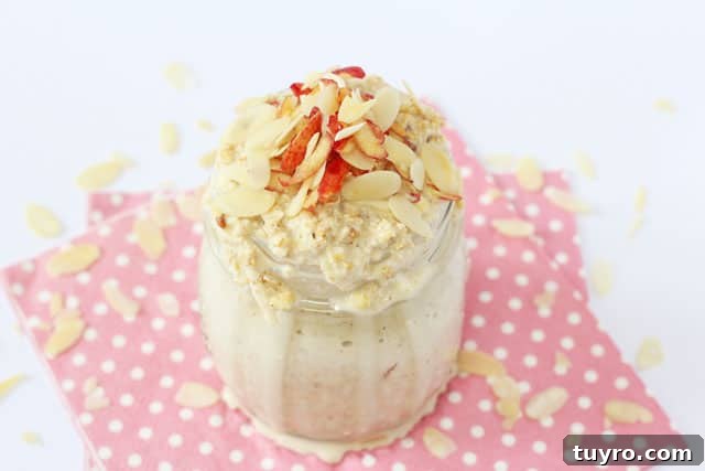Creamy Apple and Almond Butter Overnight Oats 4 overnight oats