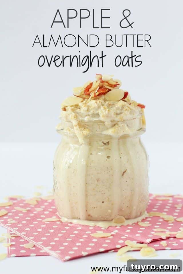 Creamy Apple and Almond Butter Overnight Oats 7 apple & almond butter overnight oats pinterest pin