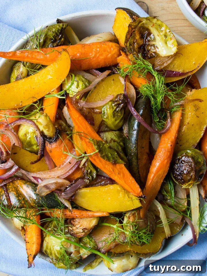 Colorful roasted root vegetables.