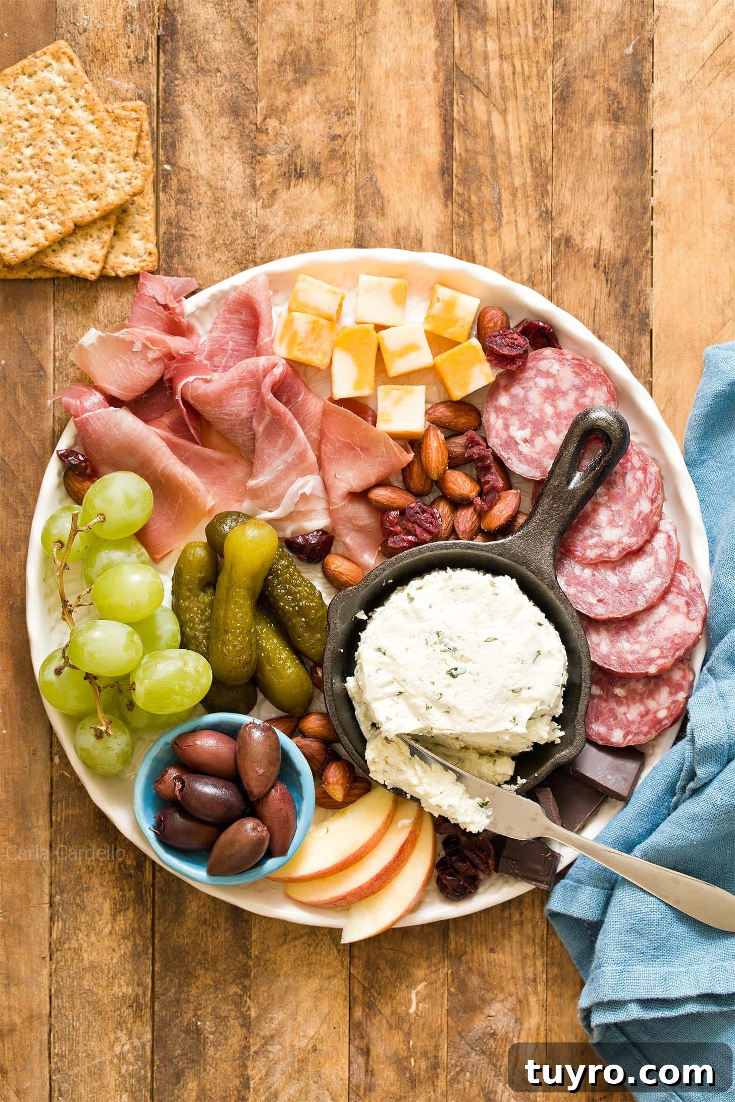 Cheese board for two on a white plate
