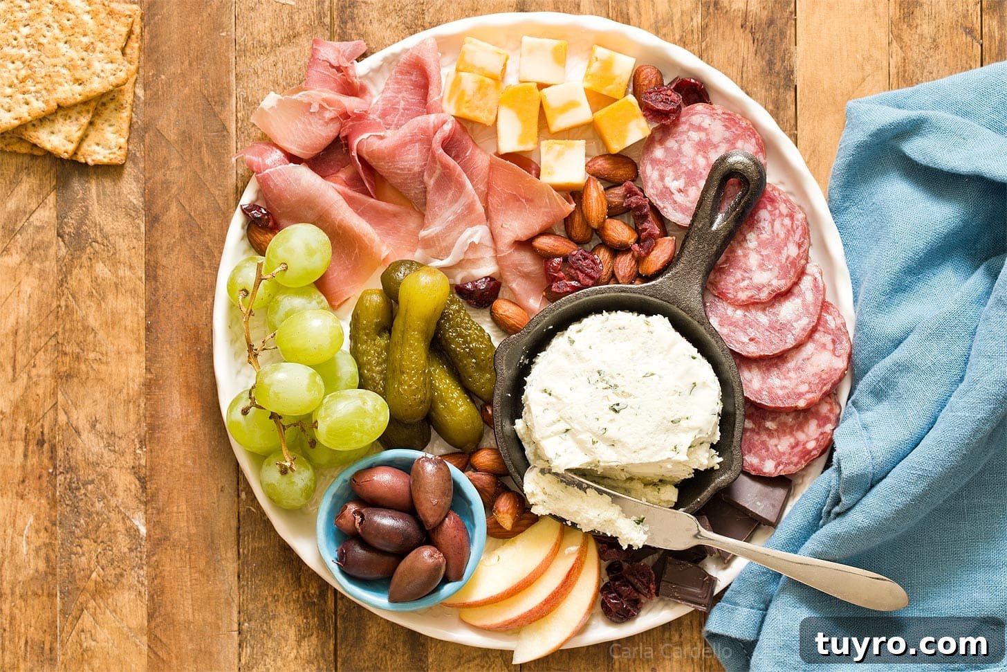 Cheese board for two on a white plate