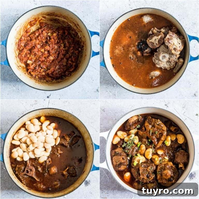 Gluten-Free Jamaican Oxtail Stew Recipe for Rich, Authentic Flavor 3 image collage showing the last steps for making Jamaican oxtail stew.