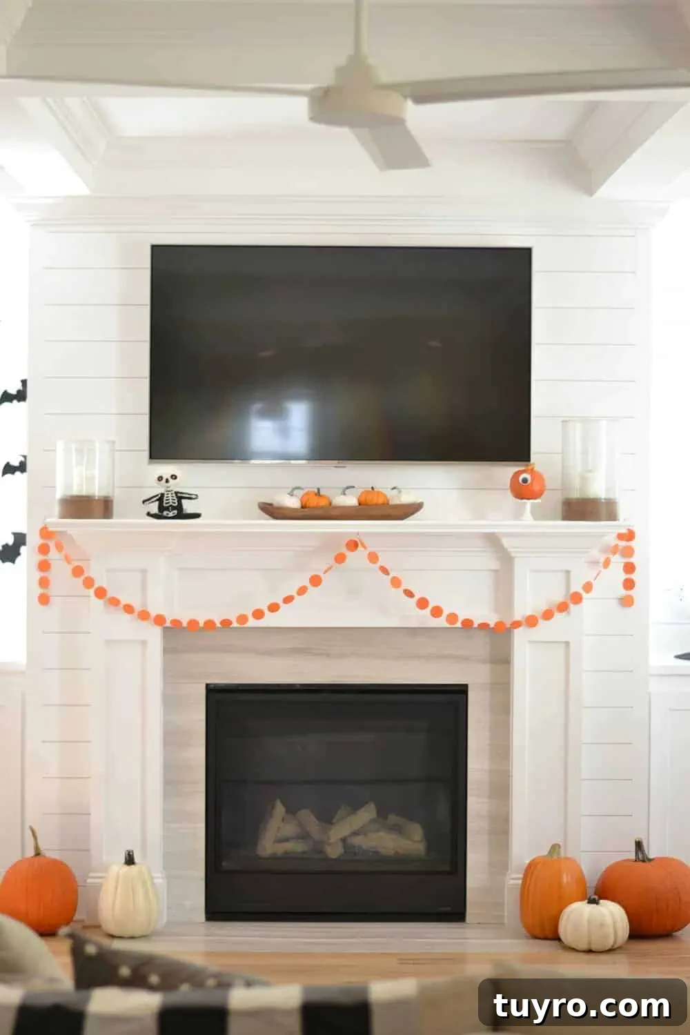 Affordable Fall and Halloween Home Tour: Stylish Seasonal Decor on a Budget 3 our halloween mantle we decorated affordably