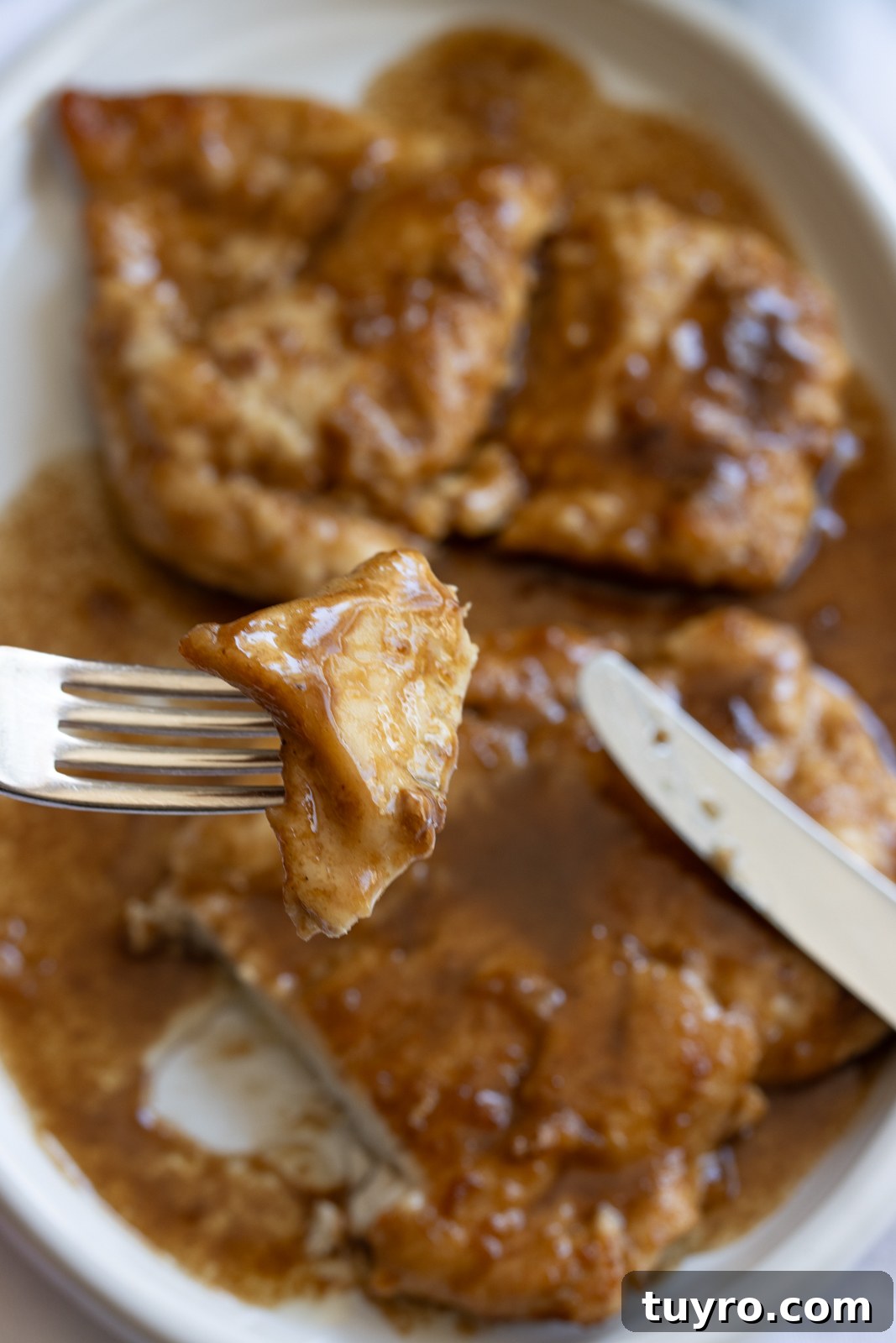 Classic Chicken Marsala Recipe with Mushroom Wine Sauce 11 a bite of chicken marsala