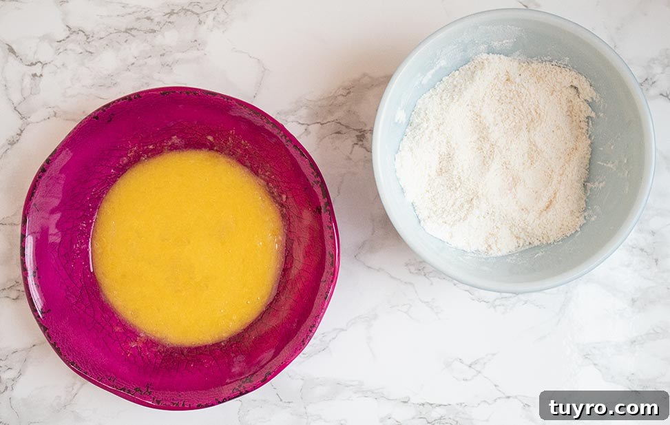Keto Low‑Carb Sugar Cookie Macaroons – Soft Almond Macaroon Recipe 5 overhead view of dishes containing keto macaroon ingredients including a pink bowl