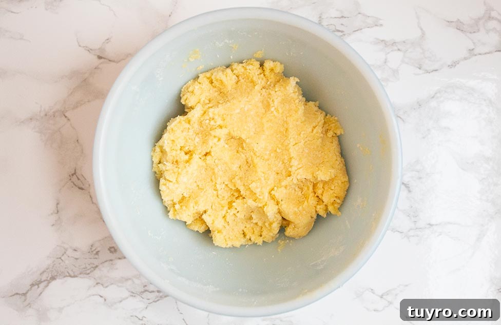 Keto Low‑Carb Sugar Cookie Macaroons – Soft Almond Macaroon Recipe 6 keto macaroons batter inside a white bowl on a white marble countertop