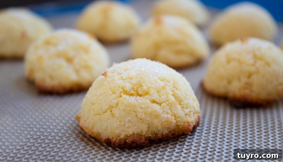 Keto Low‑Carb Sugar Cookie Macaroons – Soft Almond Macaroon Recipe 8 keto macaroons on a silicone baking mat with several macaroons in the backrgound