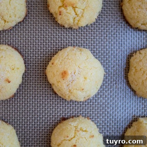 Keto Low‑Carb Sugar Cookie Macaroons – Soft Almond Macaroon Recipe 10 overhead view of keto macaroons on non-stick baking mat