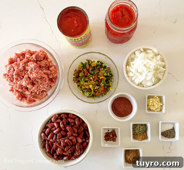 How to Make Chili: Stovetop, Crockpot, and Instant Pot 4 chili ingredients on white counter