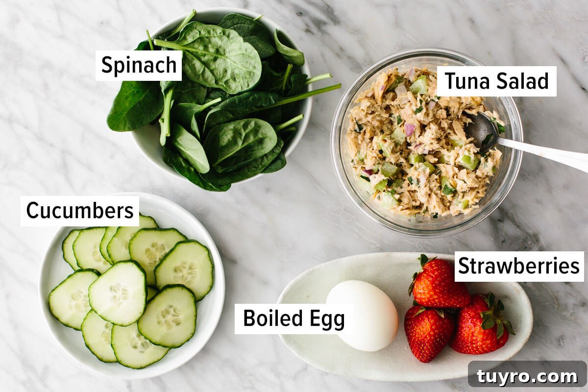 Ingredients for tuna salad bento box Ingredients for a bento box budget meal prep