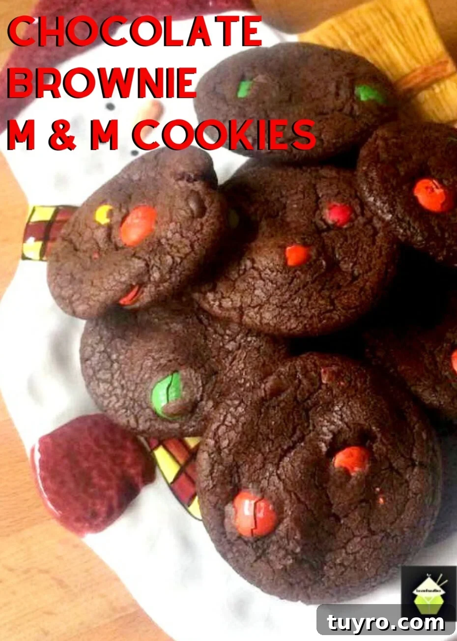 Chocolate Brownie Cookies with M&M's 2 Chocolate Brownie M and M Cookies, using a cake box mix! Easy recipe and quick to make.
