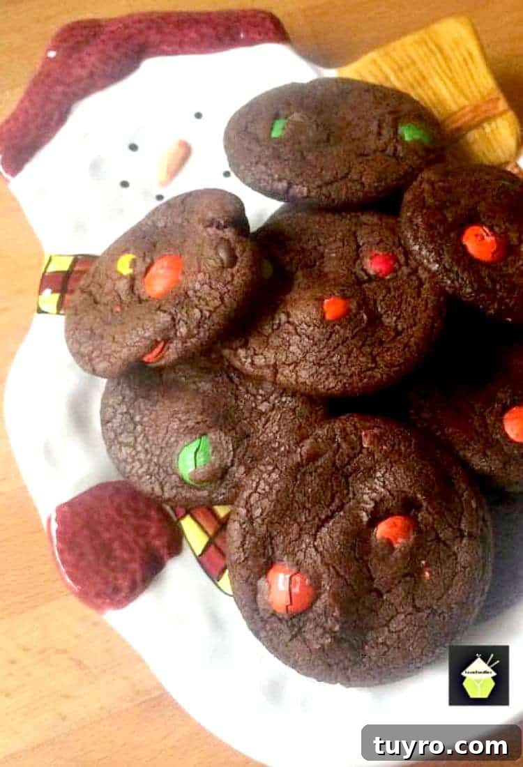 Chocolate Brownie Cookies with M&M's 3 Chocolate Brownie M and M Cookies, using a cake box mix! Easy recipe and quick to make.