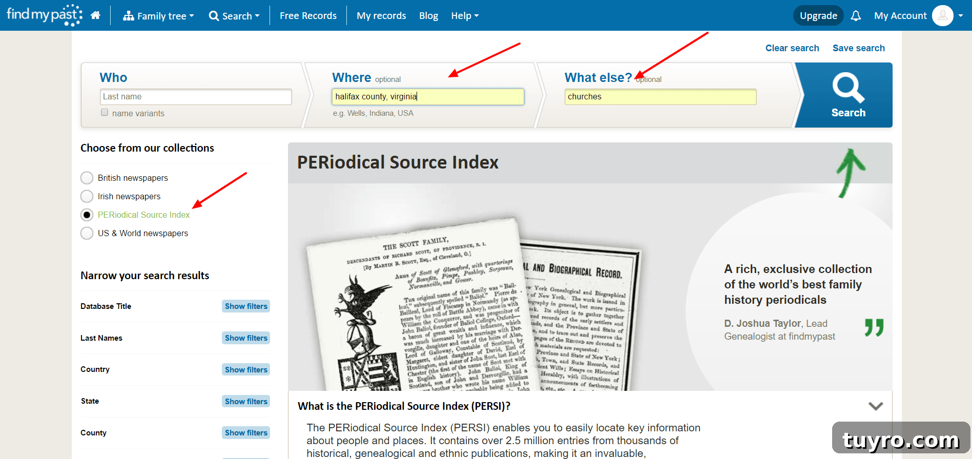 Finding genealogy articles using PERSI