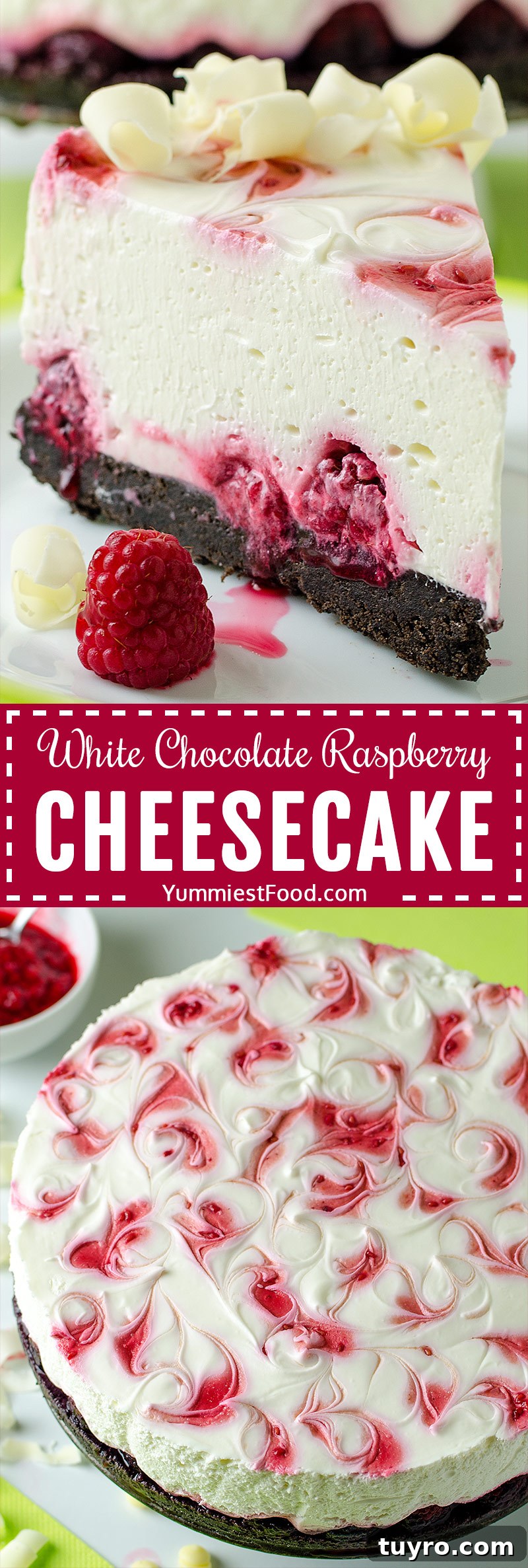 No-Bake White Chocolate Raspberry Cheesecake Recipe 9 NO BAKE WHITE CHOCOLATE RASPBERRY CHEESECAKE – Creamy, smooth, rich cheesecake worthy of any occasion