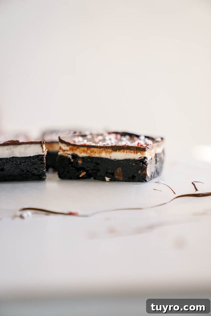 Decadent Christmas Peppermint Bark Brownies Recipe 4 Brownie slice