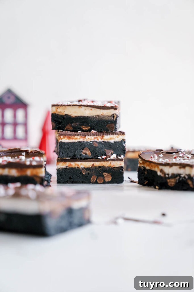 Decadent Christmas Peppermint Bark Brownies Recipe 8 Frosting being spread