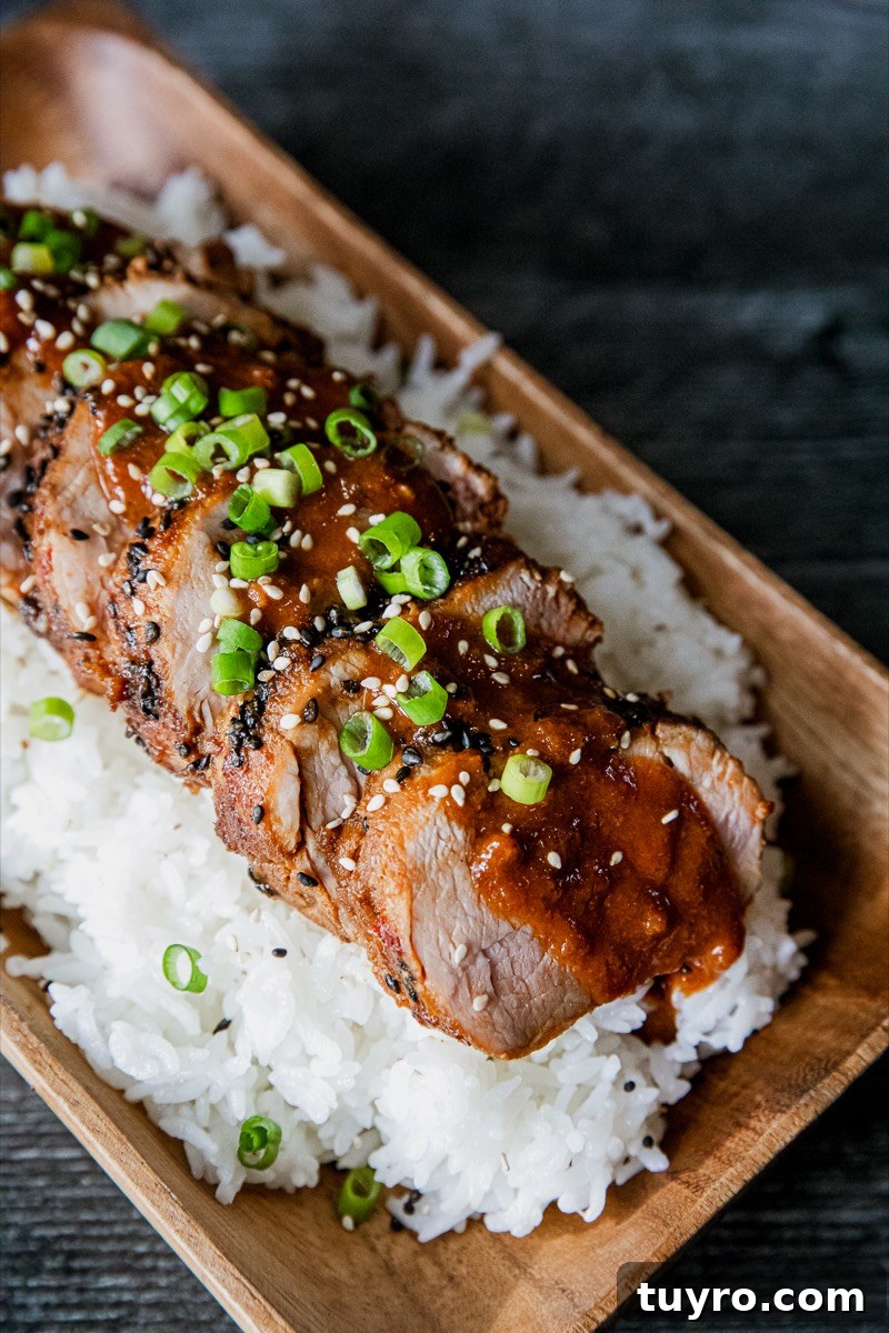 Sous-Vide Korean Pork Tenderloin with Gochujang Glaze 3 Sliced pork tenderloin