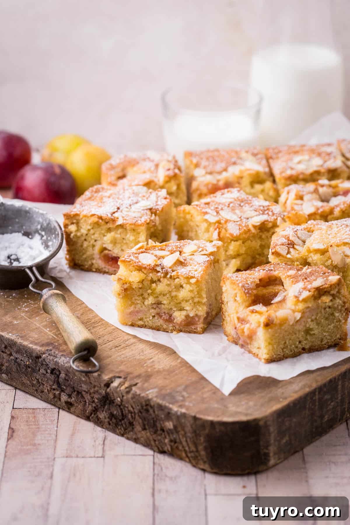 Plum Brown Butter Almond Cake on wire rack