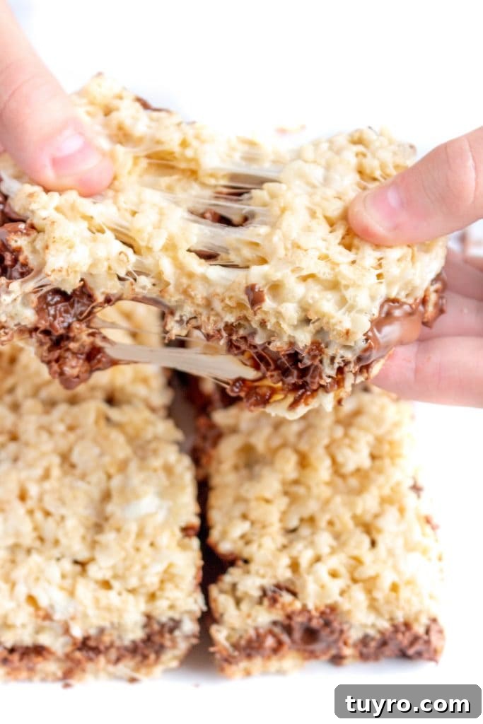 Nutella Rice Krispie Treats - Gluten-Free with Dairy-Free Option 2 NUTELLA STUFFED RICE KRISPIE TREATS
