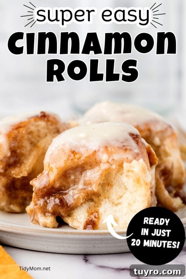 30-Minute Homemade Cinnamon Rolls 10 close up of cinnamon rolls on a plate made with sweet Hawaiian rolls